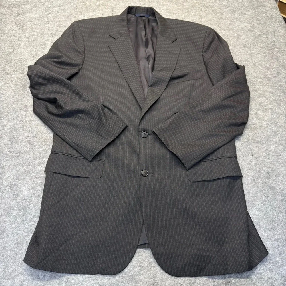 Brooks Brothers Suit Jacket Mens 42L (L) Saxon Wool Charcoal Gray Pinstripe